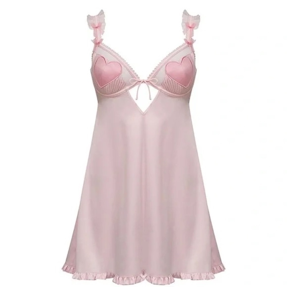 New! For Love And Lemons Heart Slip Pink 45042